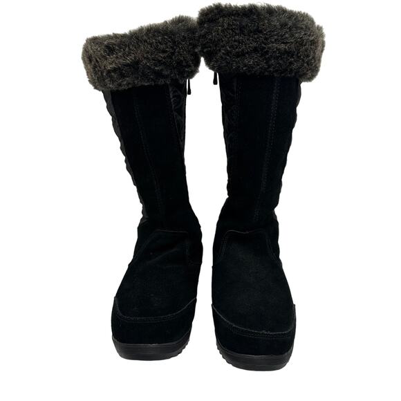 Lands’ End Women’s Black Winter Boots - Size 7.5 B - Faux Fur Lined, Waterproof - Picture 1 of 7